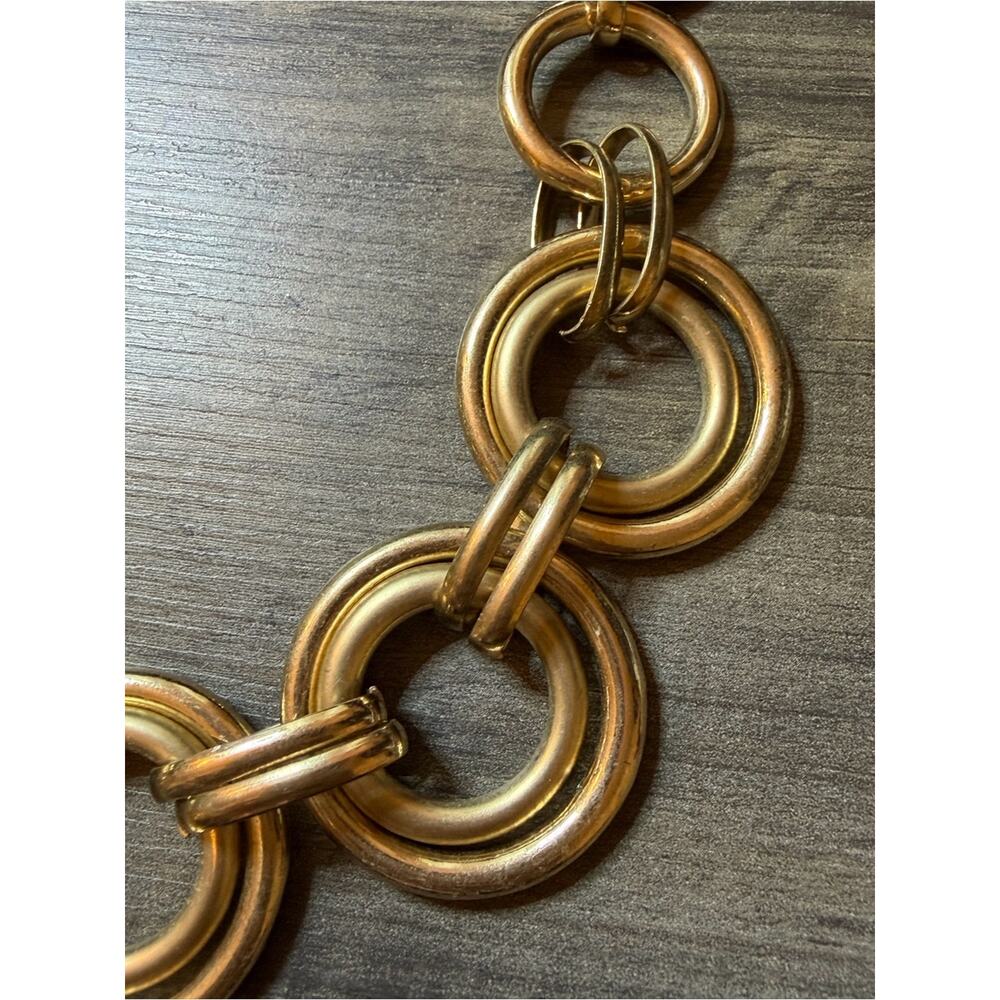 Vintage Saks Fifth Avenue Statement necklace #946 gold tone rings - Picture 7 of 11